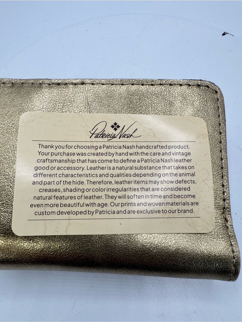 Patricia Nash Iberia Vintage Distressed Metallic Leather Wallet Antique Gold NWT